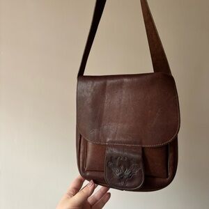 Classic 1990s Brown Leather Crossbody Bag - Cute Vintage Shoulder Bag
